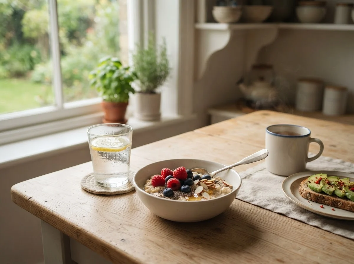 Auriva kapsel med vatten på ett ljust bord